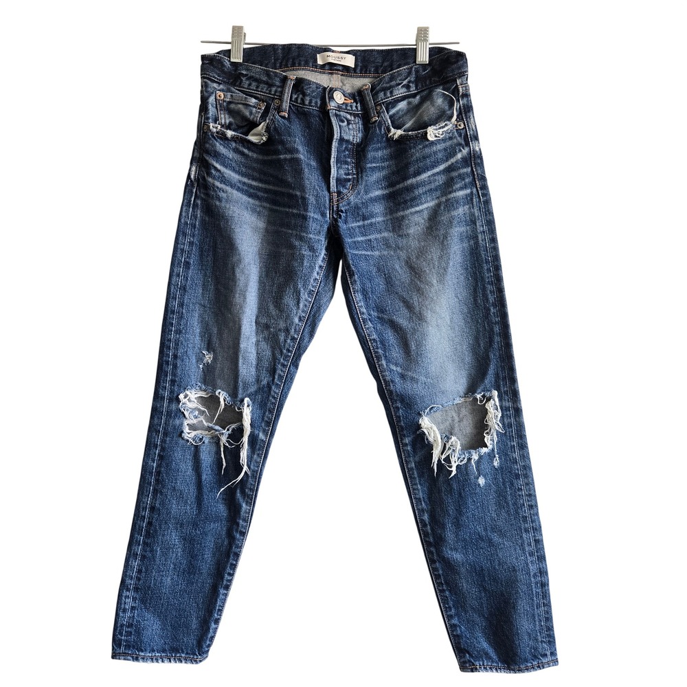 Moussy Vintage Size 30 Jeans Women Blue Excellent Distressed Straight Leg Denim